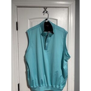 Turtleson Mens XXL 1/4 Zip Golf Vest Scuba Blue Green Tour Performance